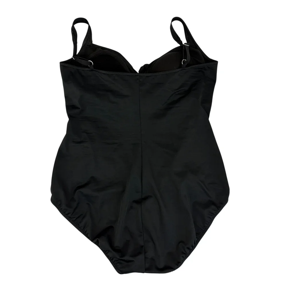 Trimshaper Swimsuit‎ Women 18 Black One Piece Ruched Tummy Control Adjustable